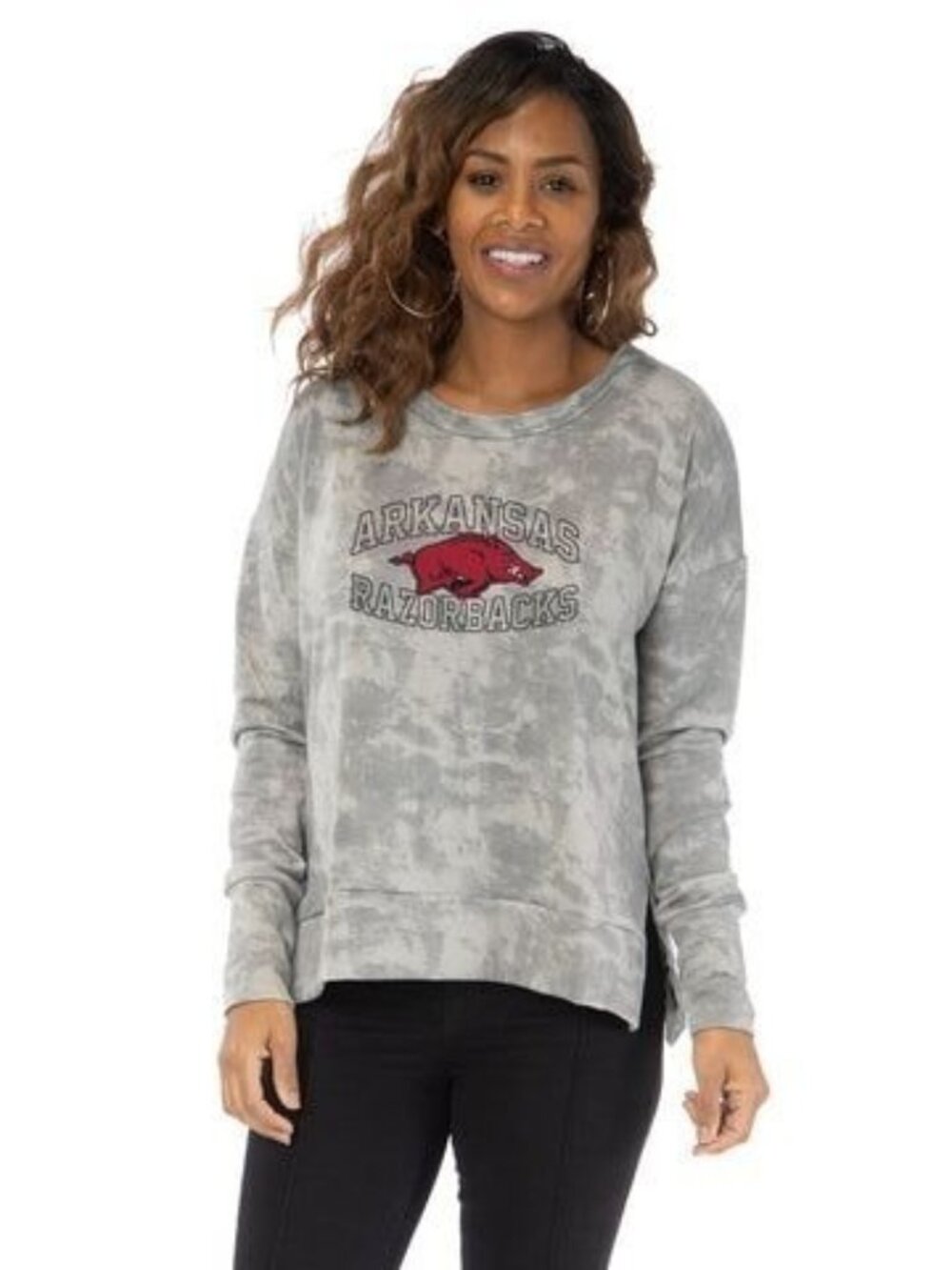 New Flying Colors Brandy Tie Dye Tunic Gray Arkansas Razorbacks Top Size XXL
